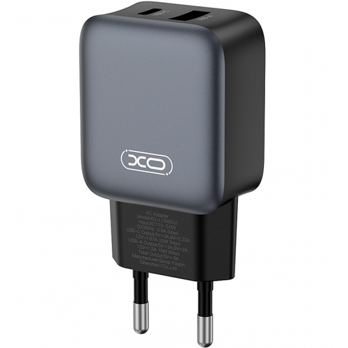 Incarcator Retea Cu Cablu Lightning XO Design L154, 20W, 3A, 1 x USB-A - 1 x USB-C (Negru)