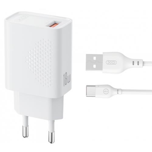Incarcator Retea Cu Cablu USB-C XO Design L159, 18W, 3A, 1 x USB-A (Alb)