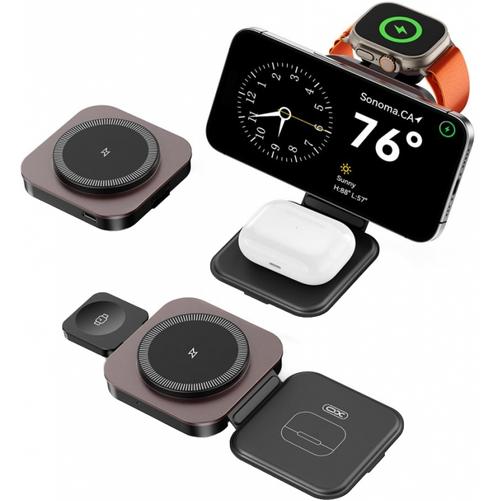 Incarcator Retea Wireless XO Design CX035 3in1, 15W, 1.67A (Negru)