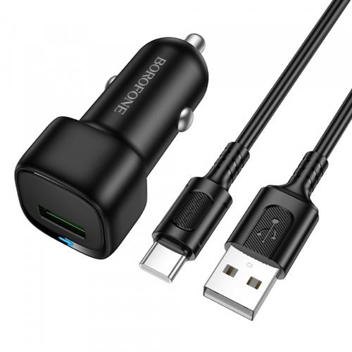 Incarcator Auto Cu Cablu USB-C Borofone BZ34 Cloud, 18W, 3A, 1 x USB-A (Negru)