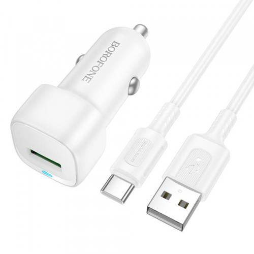 Incarcator Auto Cu Cablu USB-C Borofone BZ34 Cloud, 18W, 3A, 1 x USB-A (Alb)