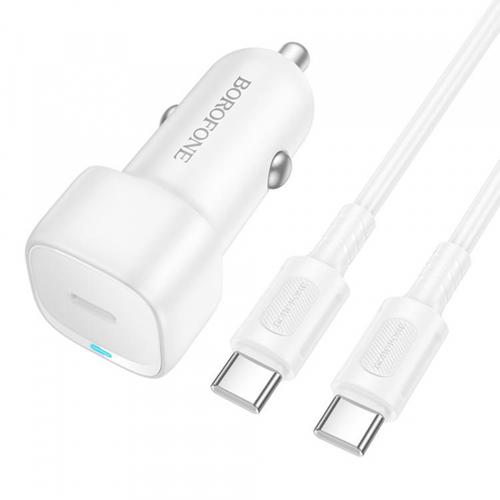 Incarcator Auto Cu Cablu USB-C Borofone BZ34A Cloud, 20W, 3A, 1 x USB-C (Alb)