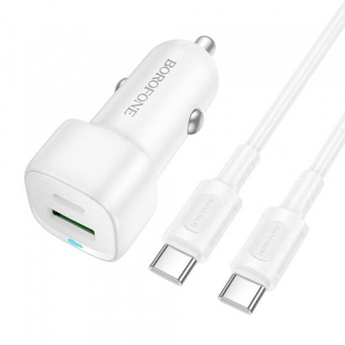 Incarcator Auto Cu Cablu USB-C Borofone BZ34B Cloud, 20W, 3A, 1 x USB-A - 1 x USB-C (Alb)
