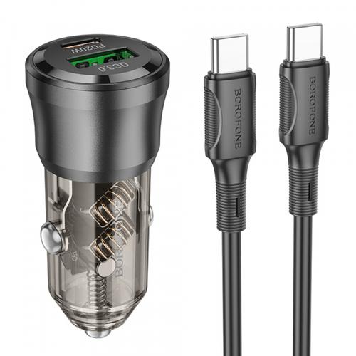 Incarcator Auto Cu Cablu USB-C Borofone BZ25 Journey, 38W, 3A, 1 x USB-A - 1 x USB-C (Negru)