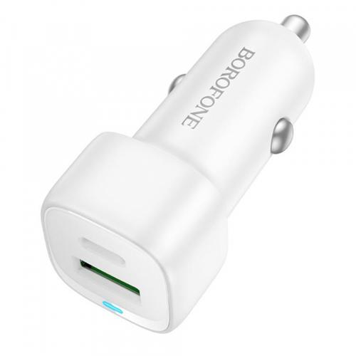 Incarcator Auto Borofone BZ34B Cloud, 20W, 3A, 1 x USB-A - 1 x USB-C (Alb)