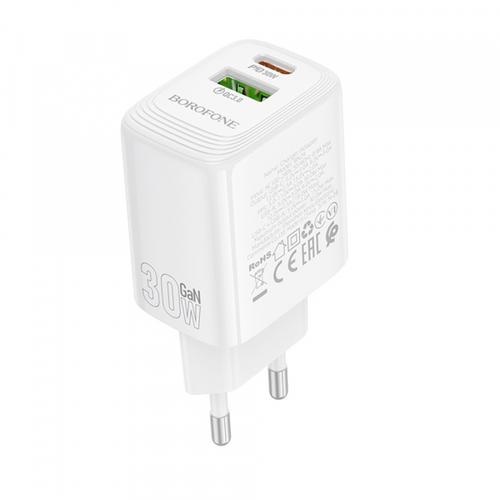 Incarcator Retea Borofone BN29 Fuente, 30W, 3A, 1 x USB-A - 1 x USB-C (Alb)