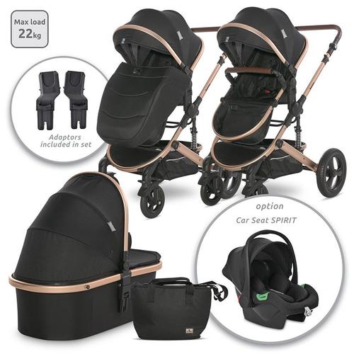 Carucior transformabil Lorelli Boston, 0-22 kg, cos auto separat, 0-4 ani (Negru)