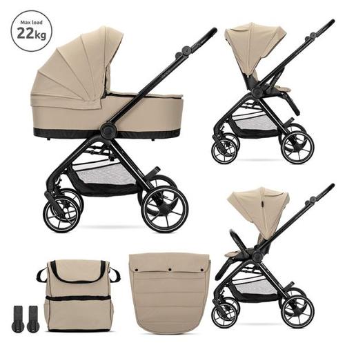Carucior 2 in 1 Lorelli Venice, cadru din aluminiu, sezut reversibil, pana la 22 kg, Bej