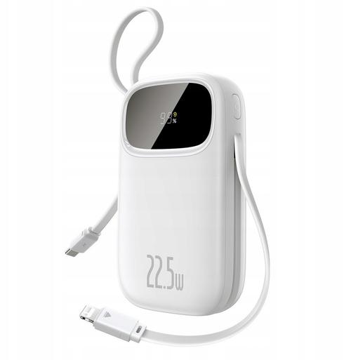 Baterie externa Baseus EnerFill FC31 20.000 mAh, Digital Display, 22.5W, cu cablu USB-C si Lightning inclus P10082107213-00 (Alb)