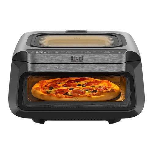 Cuptor cu aer cald iHunt Bro Pizza Air Fryer ULTRA FAST 3 in 1, 13 l, 2100 W, 18 programe, Control digital touch (Negru/Argintiu)