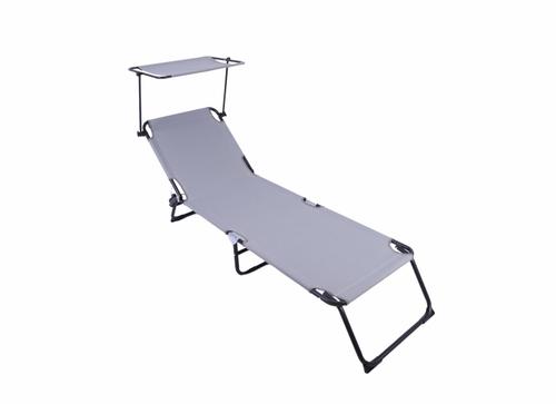 Sezlong cu parasolar HEINNER DSZP012, 186 x 55 x 24 cm, Gri