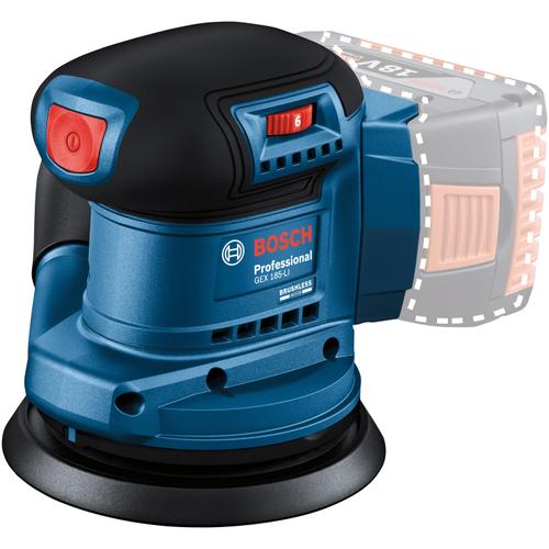 Slefuitor excentric pe acumulator Bosch Professional GEX 185-LI, 18 V, 125 mm diametru disc, 10.000 roatii/min, fara acumulator/incarcator