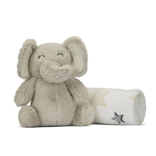 Paturica moale cu jucarie din plus elefant Lorelli Nappy, 90 x 75 cm, 0 luni +, Bej