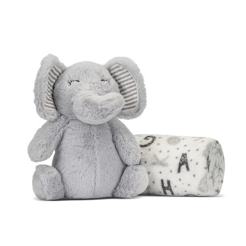 Paturica moale cu jucarie din plus elefant Lorelli Nappy, 90 x 75 cm, 0 luni +, Gri