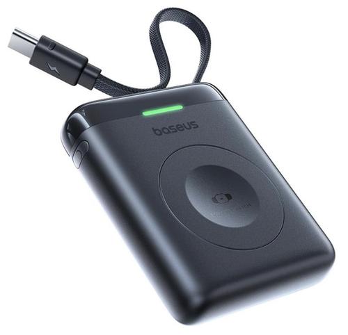 Acumulator extern Baseus EnerFill FW11, 1640mAh, compatibil cu Apple Watch, 5W, cablu integrat, 1 x USB Type-C (Negru)