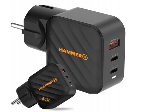 Incarcator retea HAMMER AKC001486, 65 W, 2x USB-C, 1x USB-A (Negru)