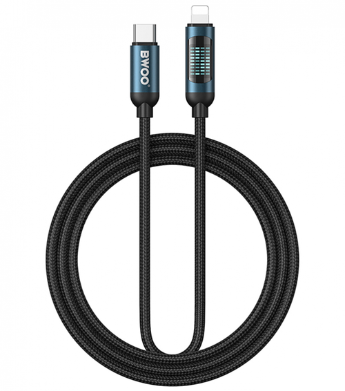 Cablu Date si Incarcare USB-C - Lightning BWOO X305 Display, 27W, 1m, Negru