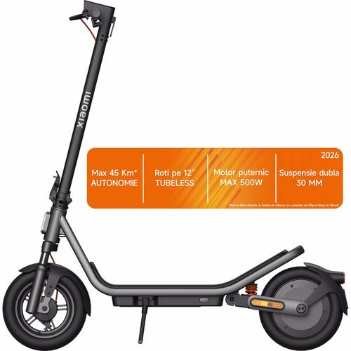 Trotineta electrica Xiaomi Electric Scooter 6, putere motor 400W, autonomie max. 45km, viteza maxima 25 Km/h, Greutate Max. 120kg, Roti 12inchinch, Negru