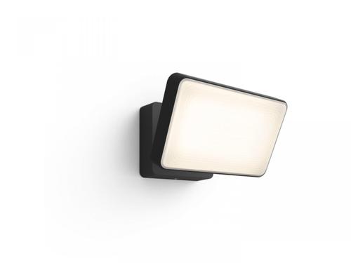 Proiector LED inteligent Philips Hue Welcome, 20.5W (80W), 2300 lm, lumina calda (2700K), dimabila, IP44, 160x220x153mm, Negru