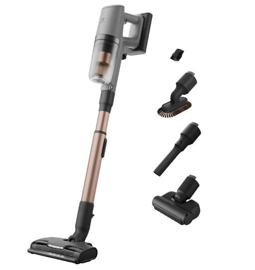 Aspirator vertical Electrolux 800 EP82AB25UG, Autonomie 90 minute, 25.2 V, 150 AW, Ecran LCD, 3 viteze + AUTO, Recipient 0.4 l, perie electrica cu LED, duza spatii inguste, duza pentru zone delicate, stand incarcare pe podea (Gri inchis)