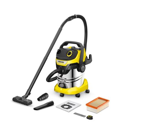 Aspirator umed-uscat Karcher WD 5 Control S 25/5/22, 1200 W, Container inox 25 L, Cablu 5m (Galben)