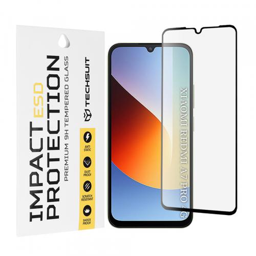 Folie de protectie Ecran Techsuit pentru Xiaomi Redmi A7 Pro 4G, Sticla Securizata, Full Glue, Neagra