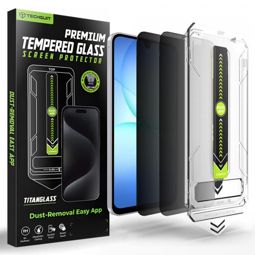 Folie de protectie Ecran Privacy Techsuit TitanGlass CrystalHD pentru Samsung Galaxy A17 5G / A16 5G A166, Sticla Securizata, Full Glue, Set 2 bucati