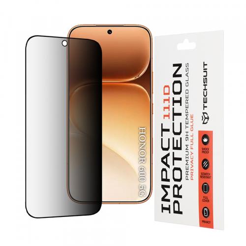 Folie de protectie Privacy Techsuit pentru Honor 600 Pro / 600, Sticla Securizata, Full Glue, 111D