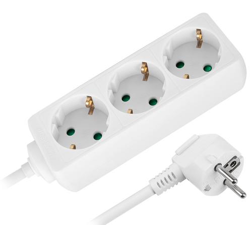 Prelungitor Rebel URZ3070-2B, 3 prize, 3 x 1.5 mm, 2 m (Alb)