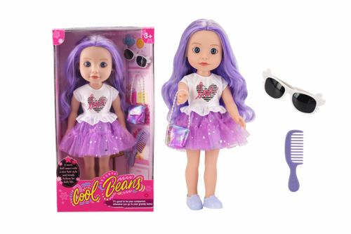 Papusa MomKi cu accesorii, 35cm, Mov