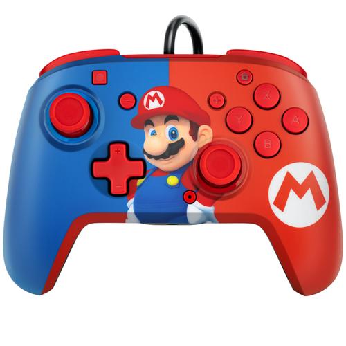 Controller PDP Rematch Super Mario pentru Nintendo Switch, USB, Cablu 3m, Conectare casti jack 3.5mm (Albastru/Rosu)