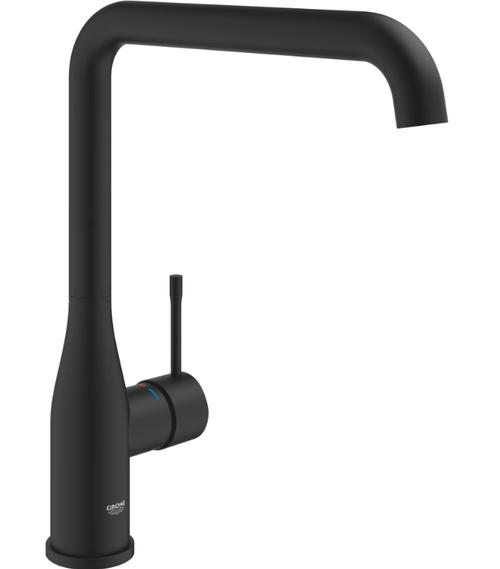 Baterie de bucatarie Grohe Essence 30505KF0, 3/8'', tip L, pipa inalta, pivotanta, mat, Negru