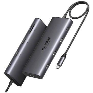 Hub USB Ugreen CM639, 1x RJ-45, 1x SD, 1x USB-C, 1x USB-C PD, 1x TF, 1x microSD, 2x HDMI + 3x USB-A 3.0 (Gri)