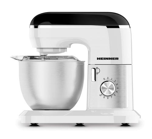 Mixer planetar HEINNER HPM-1010WHBK, 1000 W, 10 Viteze + Pulse, Capac protectie transparent (Alb)