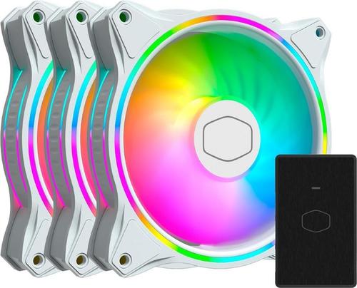 Set 3 Ventilatoare CoolerMaster MF120 Halo MFL-B2DW-183PA-R1, 120mm, 1800 RPM, PWM (Alb)