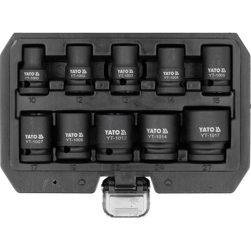 Set chei tubulare de impact, 1/2inch Yato YT-10252, 10 elemente 10-27mm, CrMo