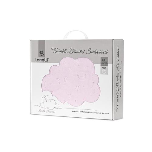 Paturica pentru bebelusi Lorelli Twinkle, material moale, model decorativ in relief, 80 x 110 cm, 0 luni+, Roz