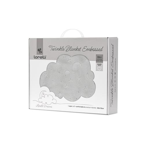 Paturica pentru bebelusi Lorelli Twinkle, material moale, model decorativ in relief, 80 x 110 cm, 0 luni+, Gri