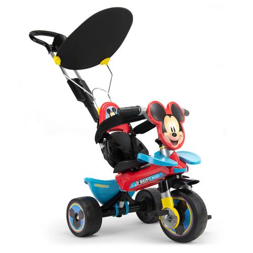 Tricicleta evolutiva pentru copii Injusa, licenta Disney, Mickey Mouse, cu maner parental, anvelope EVA, 10 luni - 3 ani, Multicolor