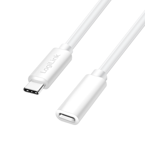 Cablu alimentare si date LOGILINK CU0221,  USB Type-C (T) la USB Type-C (M), 2m, PD 100W, 2 x ecranat, plastic, Alb