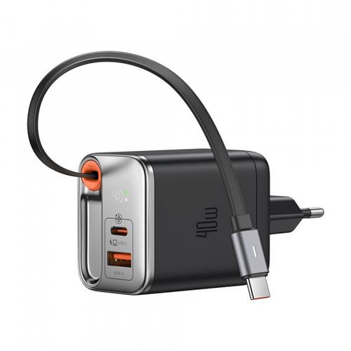 Incarcator retea McDodo CH-4281 FreeGo Display, 40W, 1 x USB-A - 1 x USB-C (Negru)