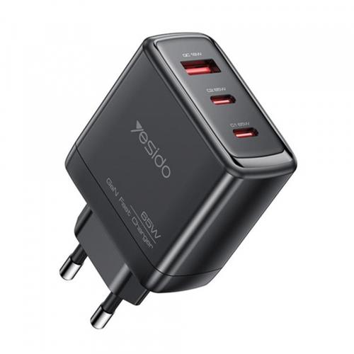 Incarcator Retea Yesido YC144, 65W, 3.25A, 1 x USB-A - 2 x USB-C (Negru)
