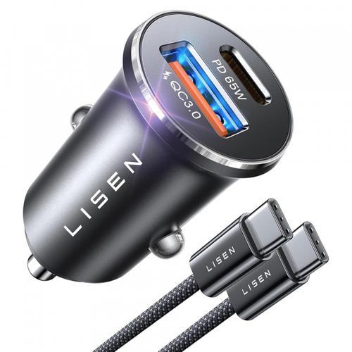 Incarcator auto Lisen YL0223110003, 83W, 1 x USB-A, 1 x USB-C (Argintiu)