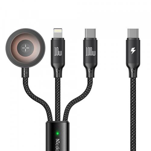 Cablu Incarcare McDodo CA-4940 O 3in1, USB-C - Lightning / USB-C / QI, 100W, 1.2m