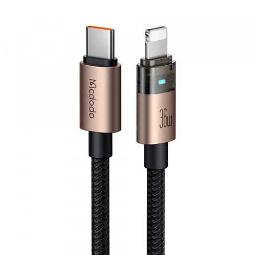 Cablu Date/Incarcare McDodo CA-6941, USB-C - Lightning, 36W, 1.2m (Auriu/Negru)