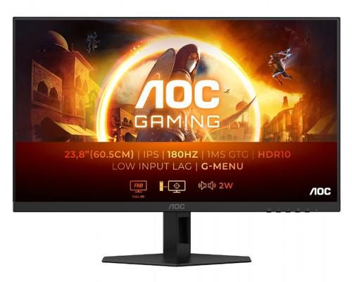 Monitor Gaming Fast IPS LED AOC 23.8inch 24G4XE, Full HD (1920 x 1080), HDMI, DisplayPort, Boxe, 180 Hz, 1 ms (Negru)