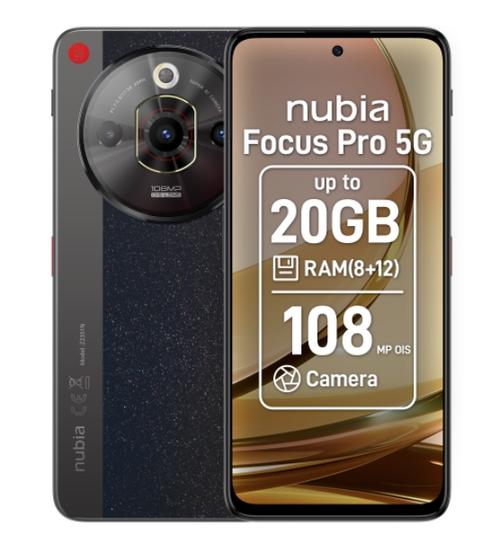 Telefon Mobil ZTE nubia Focus Pro, Procesor Unisoc T760 Octa-Core, IPS LCD touchscreen 6.72inch, 8GB RAM, 256GB Flash, Camera Tripla 108+5+2MP, Wi-Fi, 5G, Dual Sim, Android (Negru)