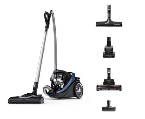 Aspirator fara sac Rowenta Silence Force Cyclonic Effitech® RO7971EA, 500 W, recipient pentru praf 2.5 L, 3 niveluri de filtrare (Negru/Albastru)