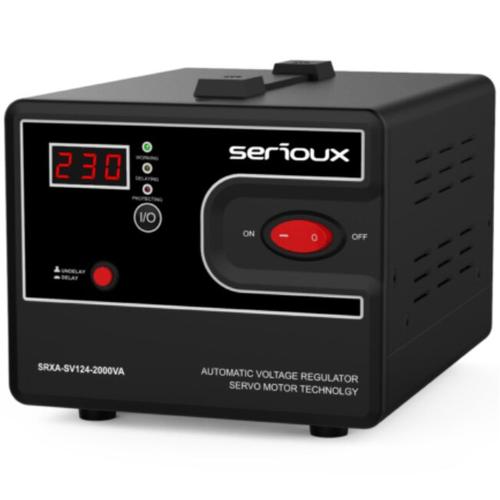Stabilizator de tensiune cu servomotor Serioux SRXA-SV124-2000VA, 2000VA, IP20, protectie tensiune scazuta, supratensiune, scurtcircuit,supraincalzire