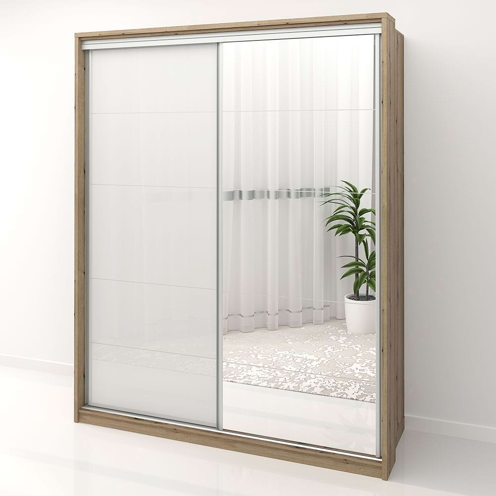 Dulap usi glisante cu oglinda PRIMAVERA MDF Alb lucios